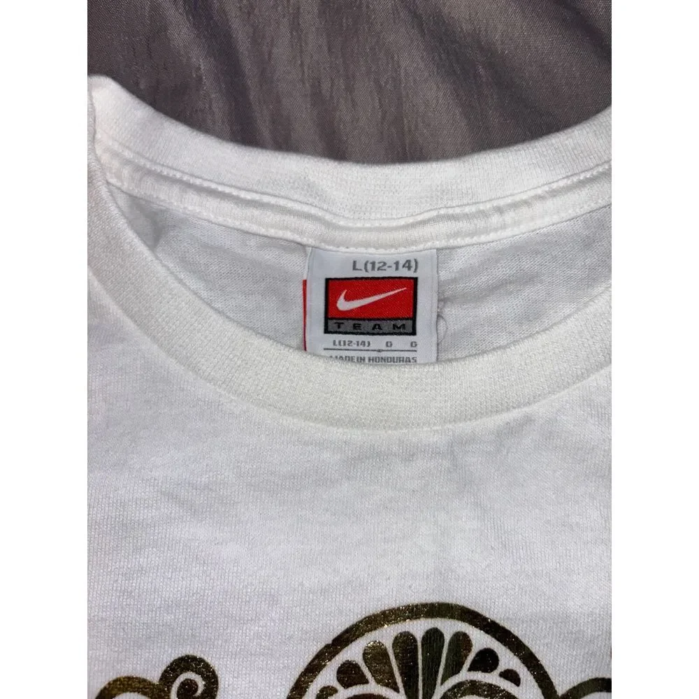 Nike Tee Shirt Boys Large White Beijing 2008 Olympic‎ USA Short Sleeve Crew Neck